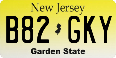 NJ license plate B82GKY