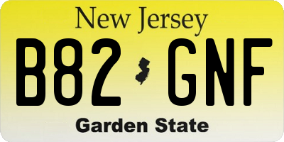 NJ license plate B82GNF