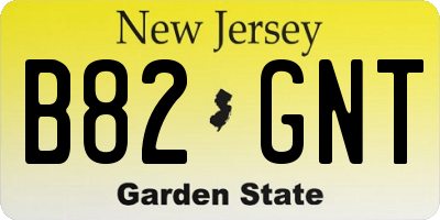 NJ license plate B82GNT