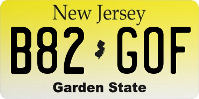 NJ license plate B82GOF