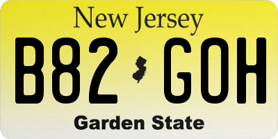 NJ license plate B82GOH