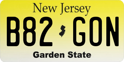 NJ license plate B82GON