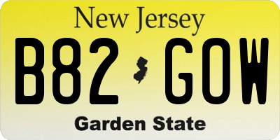 NJ license plate B82GOW