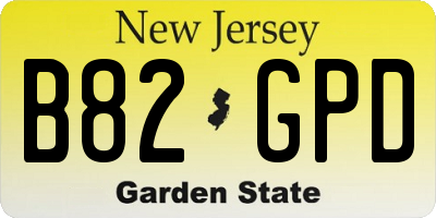 NJ license plate B82GPD