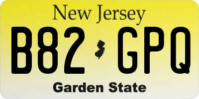 NJ license plate B82GPQ