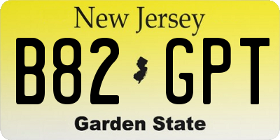 NJ license plate B82GPT