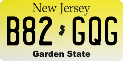 NJ license plate B82GQG