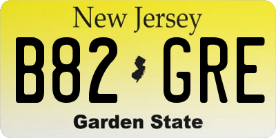 NJ license plate B82GRE