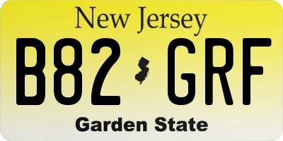 NJ license plate B82GRF