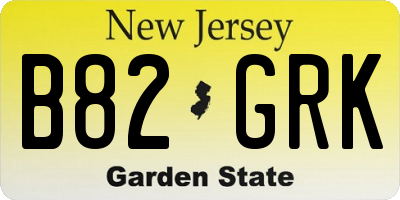 NJ license plate B82GRK