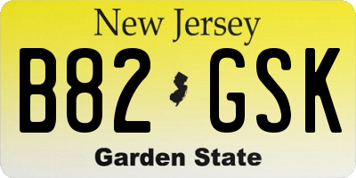 NJ license plate B82GSK