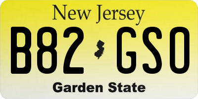 NJ license plate B82GSO
