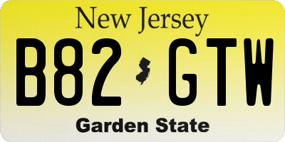 NJ license plate B82GTW