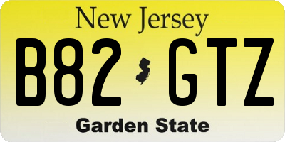 NJ license plate B82GTZ