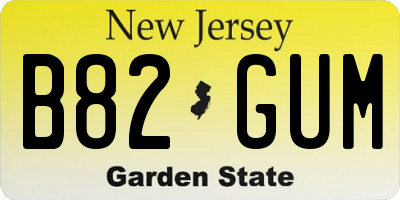 NJ license plate B82GUM