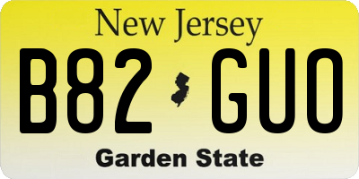 NJ license plate B82GUO