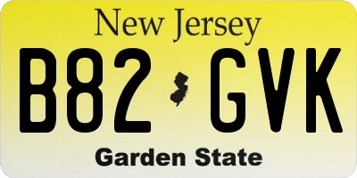 NJ license plate B82GVK