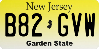 NJ license plate B82GVW
