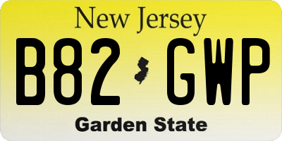 NJ license plate B82GWP