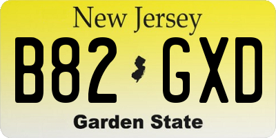 NJ license plate B82GXD