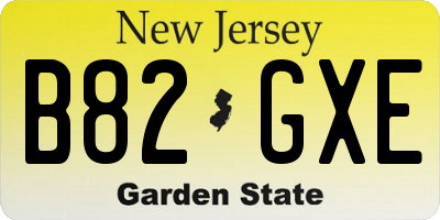 NJ license plate B82GXE