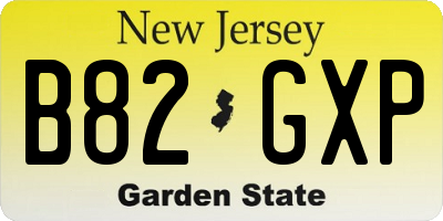 NJ license plate B82GXP