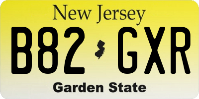NJ license plate B82GXR