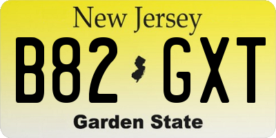 NJ license plate B82GXT