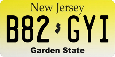 NJ license plate B82GYI
