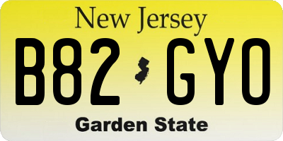 NJ license plate B82GYO