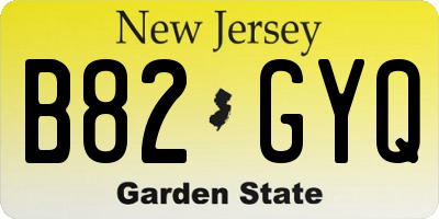 NJ license plate B82GYQ