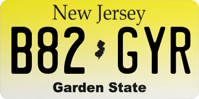 NJ license plate B82GYR