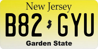 NJ license plate B82GYU