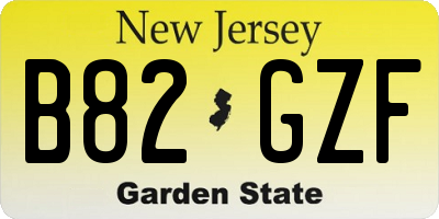 NJ license plate B82GZF
