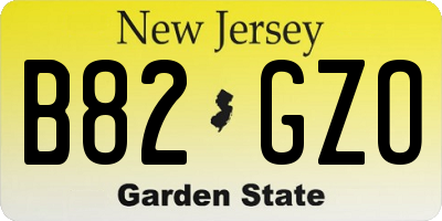 NJ license plate B82GZO