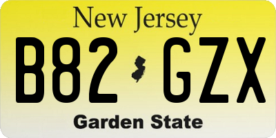 NJ license plate B82GZX