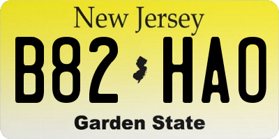 NJ license plate B82HAO