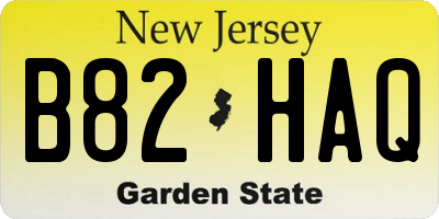 NJ license plate B82HAQ