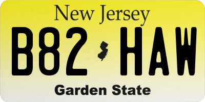 NJ license plate B82HAW