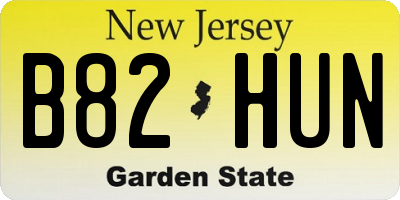 NJ license plate B82HUN