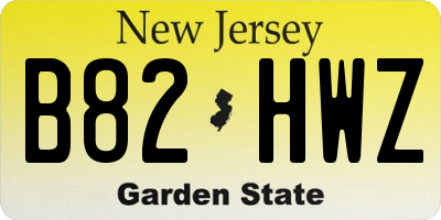 NJ license plate B82HWZ