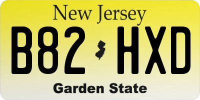 NJ license plate B82HXD