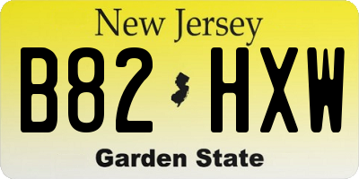 NJ license plate B82HXW
