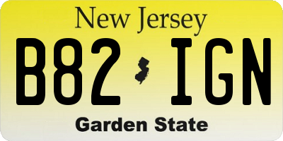 NJ license plate B82IGN