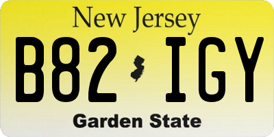NJ license plate B82IGY