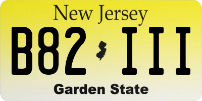NJ license plate B82III