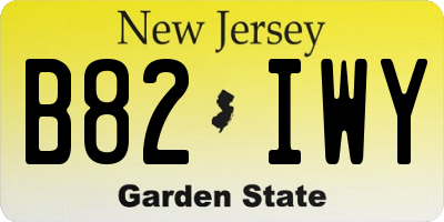 NJ license plate B82IWY