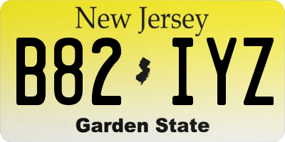 NJ license plate B82IYZ