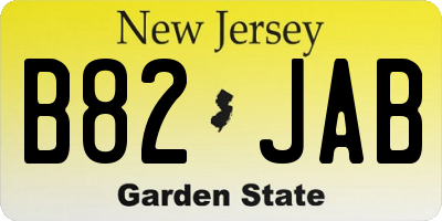 NJ license plate B82JAB