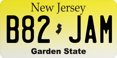 NJ license plate B82JAM